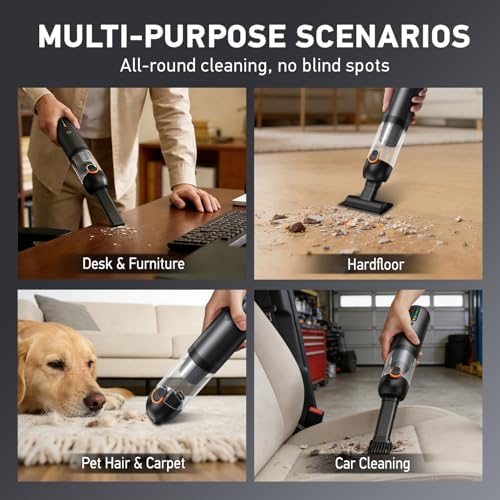 Car Vacuum Portable Cordless,18000Pa 4in1 Portable Handheld Cleaner Vacuum &Air Duster 2 Suction Modes Power Blowing&Inflating, Brushless Motor Vacuum with Multi Nozzles for Car,Keyboards, Office,Pet - Image 4
