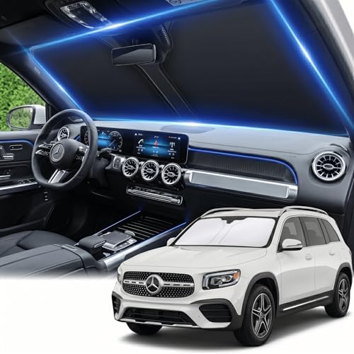 Windshield Sun Shade for Mercedes Benz GLB 2020-2024 2025 Sunshade Front Window Shade Custom Fit GLB Accessories Sun Visor Foldable Shade Blocks UV Rays Accessories by AuyNeas