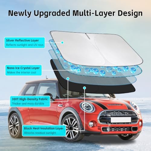 Windshield Sun Shade for Mini Cooper F55 2014-2026 Sunshade - Image 3