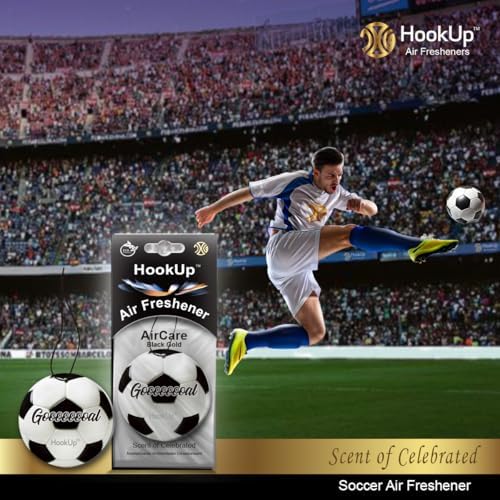 Soccer Car Air Freshener by HookUp - 50 Pack - Black Gold Scent (Extra Strong) | Unique Soccer Gift for Players, Coach, Fans | Hanging Car Accessory with Long Lasting Fresheners Smell - Image 3
