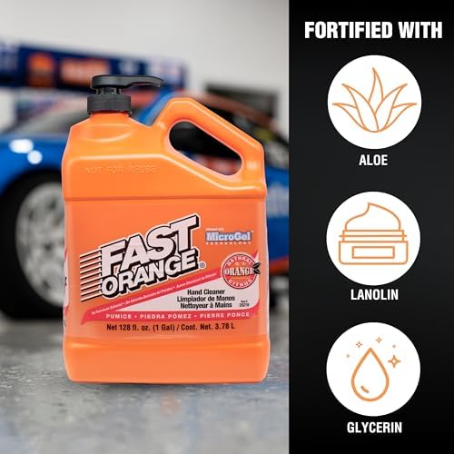 Fast Orange 25219 Pumice Lotion, Heavy Duty Hand Cleaner, Natural Citrus Scent, Waterless Cleaner for Mechanics, Strong Grease Fighter, 1 Gallon - Image 4