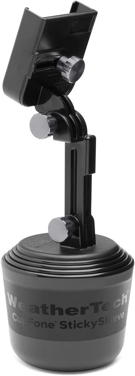 WeatherTech CupFone with Extension – Adjustable, Universal Cup Holder Cell Phone Mount Car & Truck Accessory – Best Design for iPhone & Smartphone Charging – Graphite Metal Knobs by WeatherTech