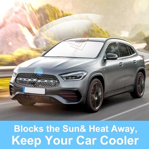 TINGLU Sun Shade for Mercedes Benz GLA 2015-2020 Accessories Windshield Sun Shade Window Shade UV Rays Protection Sun Visor Cover with Steering Wheel Sunshade Storage Bag - Image 5