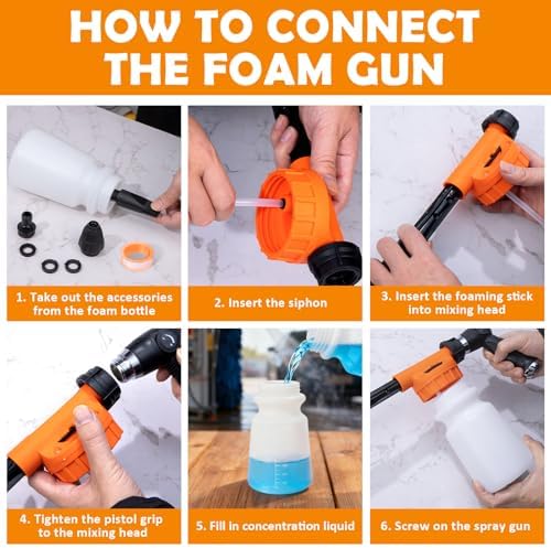 Car Wash Detailing Kit Cleaning Kits with Foam Gun Sprayer, Car Wash Brush and Large Wash Mitt Duster for Car Interior and Exterior Cleaning (Orange) - Image 6