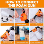 Car Wash Detailing Kit Cleaning Kits with Foam Gun Sprayer, Car Wash Brush and Large Wash Mitt Duster for Car Interior and Exterior Cleaning (Orange) - Image 6