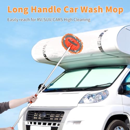 62'' Car Wash Brush with Long Handle, Complete Car Wash Kit, Scratch-Free Car Cleaning Brush Mop Kit with Clay Bar, Wash Mitt, Window Squeegee, Wheel Brush, Storage Bag for Car Truck RV - Image 3