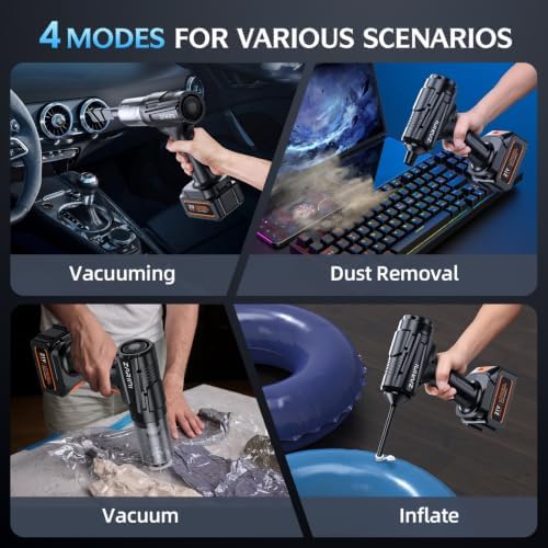 Car Vacuum Portable Cordless, 50000Pa Strong Suction Brushless Motor, Handheld Vacuum with 2 Batteries & Charger, 6-in-1 Rechargeable Vacuum Cleaners for Home, Pet Hair & Keyboard Ink Black - Image 5