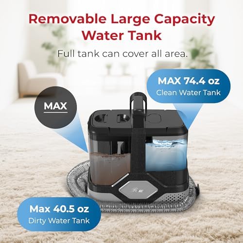 Rosewill Multi-Purpose Portable Carpet and Upholstery Cleaner, Powerful Suction 18 KPa Spot Cleaner, 600W Motor, Car and Auto Detailer, Stain/Spot Remover; Versatile Use: Carpet, Sofa, Pet Hair - Image 5