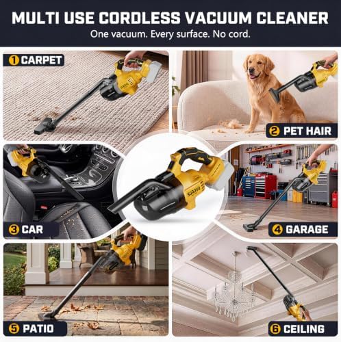Cordless Vacuum Compatible with Dewalt 20V Battery (No Battery) - Image 3