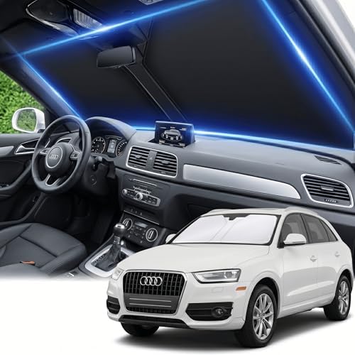 Windshield Sun Shade for Audi Q3 2013-2018 Sunshade Front Window Shade Custom Fit Q3 Accessories Sun Visor Foldable Shade Blocks UV Rays Accessories by AuyNeas