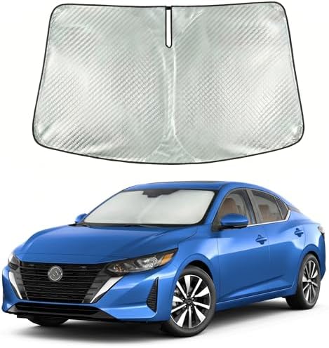 Windshield Sun Shade Custom Fit for 2020-2025 Nissan Sentra, Advanced Diamond-Patterned Heat Shield to Block UV Rays, Foldable Auto Window Visor, Precise Mirror Cutout by Giselia