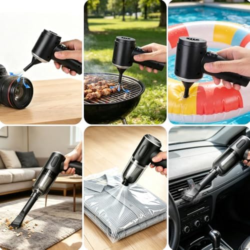 Compressed Air Duster Wireless Handheld Car Vacuum Cleaner, Air Blower 3 in 1 Electric Air Dusters Computer Vacuums Keyboard Cleaner Power Rechargeable Vacuum for Desk Home and Office Dust Cleaning - Image 6
