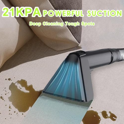 Portable Carpet & Upholstery Cleaner, Deep Cleaning for Rugs, Couch, Curtain, Car Interiors Stains, Pet & Family Friendly, 21 Kpa suction with 800W high-performance motor, 120V (Green) - Image 2