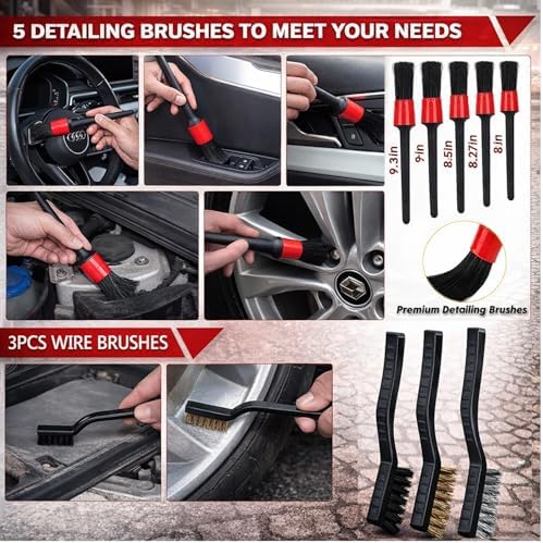 63PCS Car Wash Cleaning Kit,Car Wash Brush with Long Handle,Car Detailing Kit with Foam Gun,Car Cleaning Supplies,Handheld Vacuum, Car Detailing Kit (62PCS) - Image 5