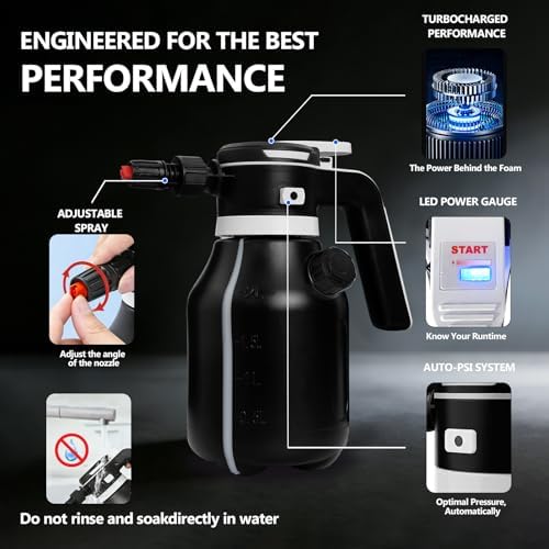 Electric Foam Sprayer 2L Cordless Rechargeable Car Wash Cannon Black - Image 5