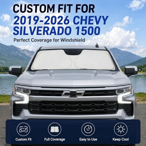 Windshield Sun Shade for Chevy Chevrolet Silverado 1500 2019-2026 - Image 2