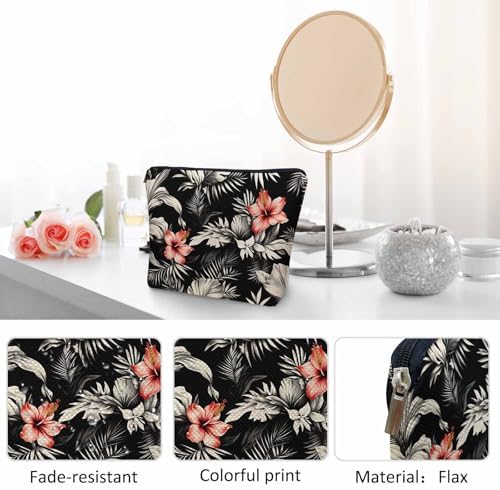 Woman Makeup Bag Tropical Palms, Hawaii Hibiscus Flowers Palm Leaves Makeup Bags Travel Cosmetic Bags Toiletry Makeup Organizer Pencil Pouch Makeup Cosmetic Bag For Owners Lady Birthday Gifts - Image 5