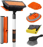 Wontolf 62'' Car Wash Brush with Long Handle, Scratch-Free Soft Bristles Sturdy Car Wash Mop, Complete Cleaning Brush Kit Wash Mitt Towel Windshield Squeegee Wheel Tire Brush for Car Truck RV Orange by Wontolf