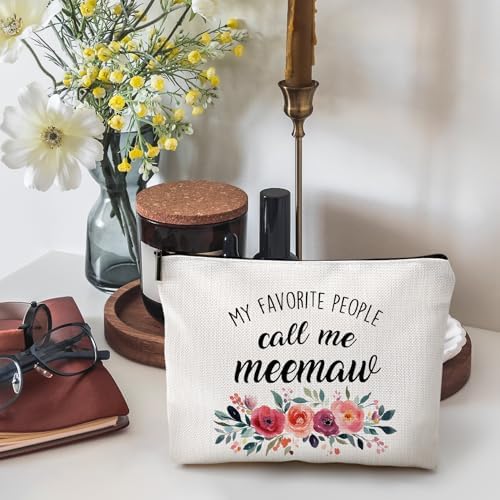 DILSJ Meemaw Gifts Makeup Bag, Grandma Gifts For Christmas From Grandkids Cosmetic Bags For Women, My Favorite People Call Me Meemaw Zipper Makeup Pouch Travel Organizer Toiletry Bag - Image 2