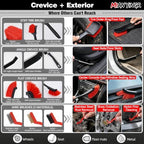 32Pcs Red Car Detailing Kit – Brush Set & Cleaning Kit with Drill Brush, Polishing/Waxing Pads, Interior/Exterior Tools for Wheels & Windshield – Portable Handbag - Image 4