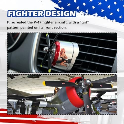 2026 Varga Girl P-47 Car Air Freshener,Varga Girl P-47 Fighter Car Vent Clips with Spinning Propeller for Reducing Odors,Universal Air Vent Decorations for Cars as Gift for Men & Pilots - Image 3