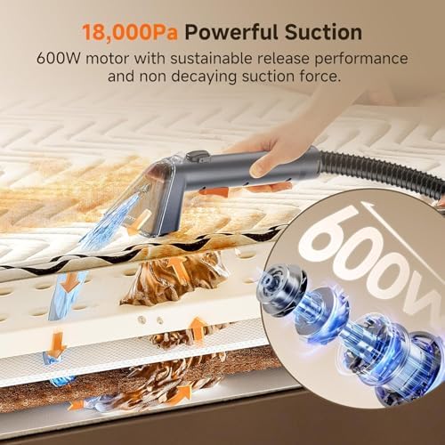 Uwant Carpet Cleaner Machine 18Kpa Portable Carpet Cleaner for Cars Couch, 2in1 Water Tank Upholstery Cleaner, Spot Cleaner with Cleaning Tools Set of 1 - Image 2