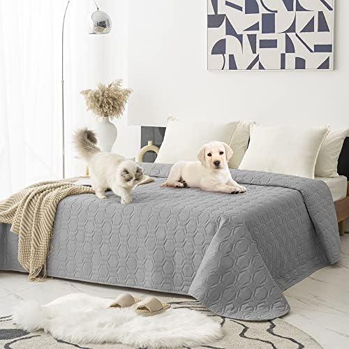 Waterproof Blanket Couch Cover for Dogs Non-Slip Pet Sofa Protector | Tcksstex Non-slip waterproof couch cover scratch resistant machine washable protects sofa bed car（82x82- Light Grey） by TcksstexFauxFurDogBedCover