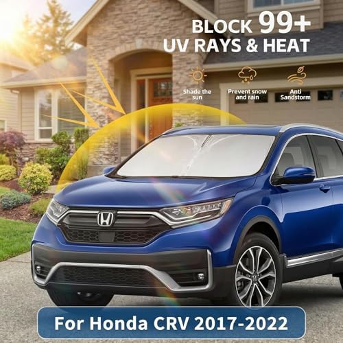 for 2017-2022 Honda CRV CR-V Windshield Sun Shade, 4-Layer 260T Front Window UV Protection, Custom Fit CRV Foldable Sun Visor, Car Accessories for Summer - Image 2