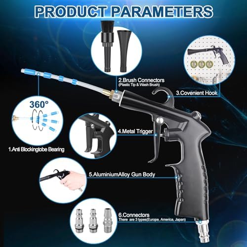 Car Cleaning Gun Detailing Interior Dryer Air Blow Gun, High Pressure Blower Gun, Car Detailing Kit Interior Cleaner, Car Detailing Tools for Car Quickly Blasts Dirt and Dust Works with Air - Image 2