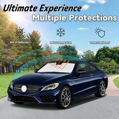 Windshield Sun Shade for 2015-2026 Mercedes Benz C Class Shield - Image 3
