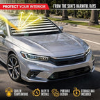 Motor Trend Windshield Sun Shade with Black & Gray American Flag Design - Front Car Sun Shade for Interior UV Protection - Foldable Sun Visor for Car Sunshade Truck Automotive Accessories - (65 x 33) - Image 3