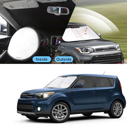 TINGLU Sun Shade for Kia Soul Base 2014-2019 Accessories Windshield Sun Shade Window Shade UV Rays Protection Sun Visor Cover with Steering Wheel Sunshade Storage Bag - Image 6