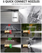 2026New Pressure Power Washer 5000PSI with Adjustable Touch Screen 8 Level, 34" Tall, 4 Quick Connect Nozzles,Inlet Hose&Filter&500mlFoam Cannon for Cars/Fences/Driveways/Home Cleaning(Yellow) - Image 4