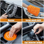 Car Wash Detailing Kit Cleaning Kits with Foam Gun Sprayer, Car Wash Brush and Large Wash Mitt Duster for Car Interior and Exterior Cleaning (Orange) - Image 5
