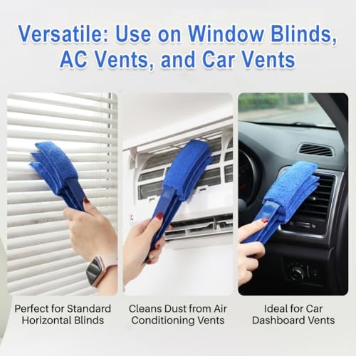 2PCS Blind Cleaner Brushs with 7 Reusable Microfiber Sleeves Brush, Window Blind Duster Tool Blind Cleaner Tool for Window, Car Air Condition, Fans, Exhaust Vent - Image 5