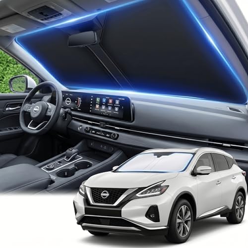 Windshield Sun Shade for Nissan Murano 2015-2024 Sunshade Front Window Shade Custom Fit Murano Accessories Sun Visor Foldable Shade Blocks UV Rays Accessories by AuyNeas