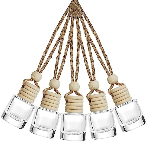 ESEWALAS 5PCs Hanging Car Air Freshener, Empty Glass Perfume Bottlespendant Bottle, Air Freshener Pendant by Reswish