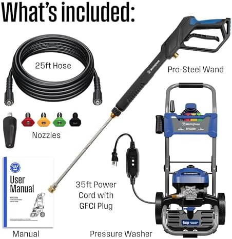 Westinghouse WPX2300e Electric Pressure Washer, 2300 Max PSI and 1.76 Max GPM, Induction Motor, Onboard Soap Tank, Spray Gun and Wand, 5 Nozzle Set, for Cars/Fences/Driveways/Homes/Patios/Furniture - Image 6