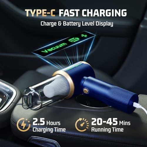 Cordless Car Vacuum Cleaner: 7-in-1 & 16000Pa Suction - Midnight Blue - Image 3