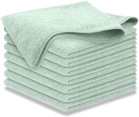 USANOOKS Microfiber Cleaning Cloth - Sea Green - 8Pcs (12.5x12.5 inch) High Performance - 1200 Washes, Ultra Absorbent Car Towel Traps Grime & Liquid for Streak-Free Mirror Shine - car Washing Cloth by USANOOKS