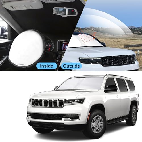 TINGLU Sun Shade for Jeep Wagoneer 2022-2025 2026(NOT for Grand Wagoneer) Accessories Windshield Sun Shade Window Shade UV Rays Protection Sun Visor Cover with Steering Wheel Sunshade Storage Bag - Image 6