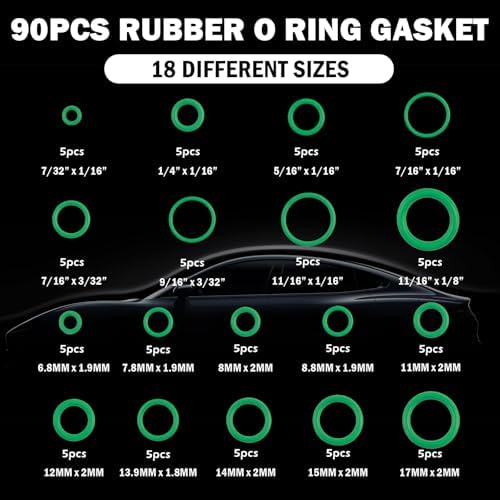 195PCS O Ring Assortment Kit,Multi-Size Car Air Conditioning Compressor Seals O-Ring & Gakest,Universal A/C Seal Kit for Automotive Replacement AC Compressor Kit R134A Refrigerant Valve Core - Image 3