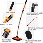 57'' Car Wash Brush with Long Handle Chenille Microfiber Car Wash Kit Mitt Retractable Bent Pole Car Wash Mop for Cars RV Truck Boat (Orange-2) - Image 4