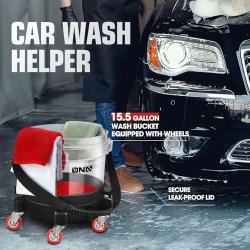 DNA Motoring 5 Gallon Washing System Includes 15.5L Bucket, Filtration System Insert, Five Castor, Bucket Dolly, and Lid for Car Wash and Detailing, Transparent, TOOLS-00603 - Image 4