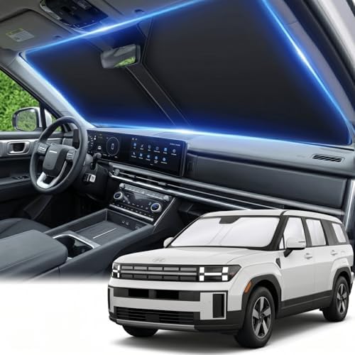Windshield Sun Shade for Hyundai Santa Fe 2024 2025 2026 Sunshade Front Window Shade Custom Fit Santa Fe Accessories Sun Visor Foldable Shade Blocks UV Rays Accessories by AuyNeas