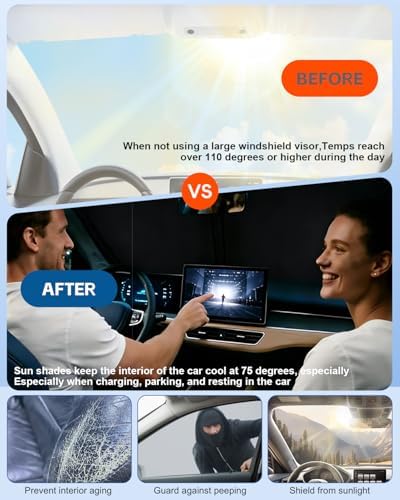 Windshield Sun Shade for Jeep Wrangler TJ JK JL & Gladiator JT Front Window Sun Visor Protector Flag Pattern Foldable Block UV Ray Windshield Sunshade Keep Car Cooler - Image 5