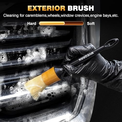 MVEQRRN 7PCS Car Detailing Brush Set,Boars Hair Detail Brush Kit(Gold) - Image 5