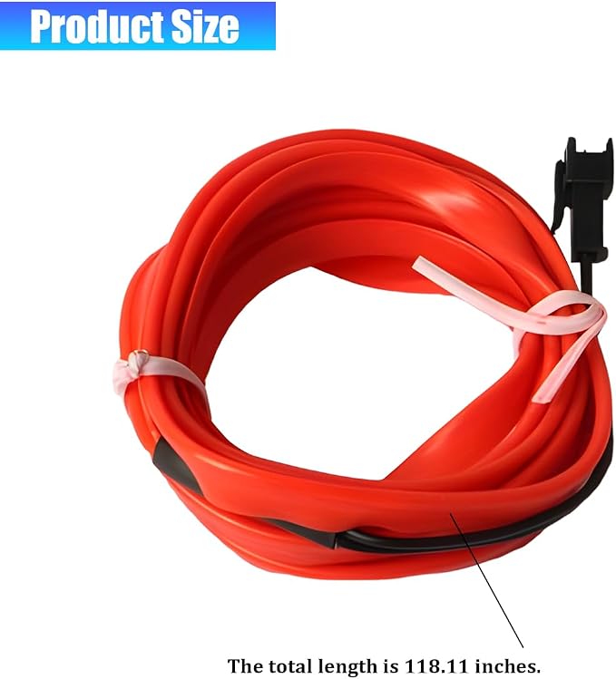 Car LED Strip Lights, 9.84FT 5V Waterproof Flexible Vehicle Ambient Lighting Kits with USB Port, Automotive Lamp Strips Decorations, Universal for SUV Automobile Truck (Red) - Image 2