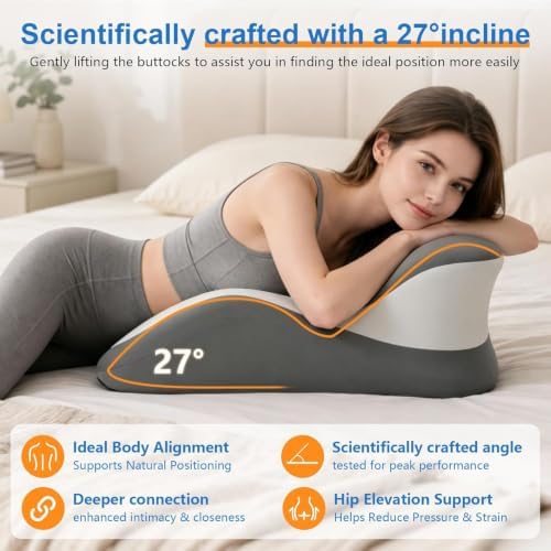 Memory Foam Wedge Pillow, 27° Sweet Spot Pillow for Intimacy- Dual - Image 2