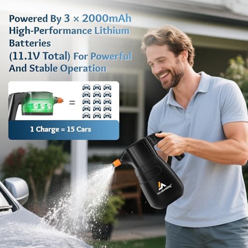 Awakening 2L Electric Foam Sprayer, Cordless Car Foam Cannon, 68oz Rechargeable Battery Foam Blaster, 52PSI Portable Electric Foam Cannon for Auto Car Detailing - Image 6